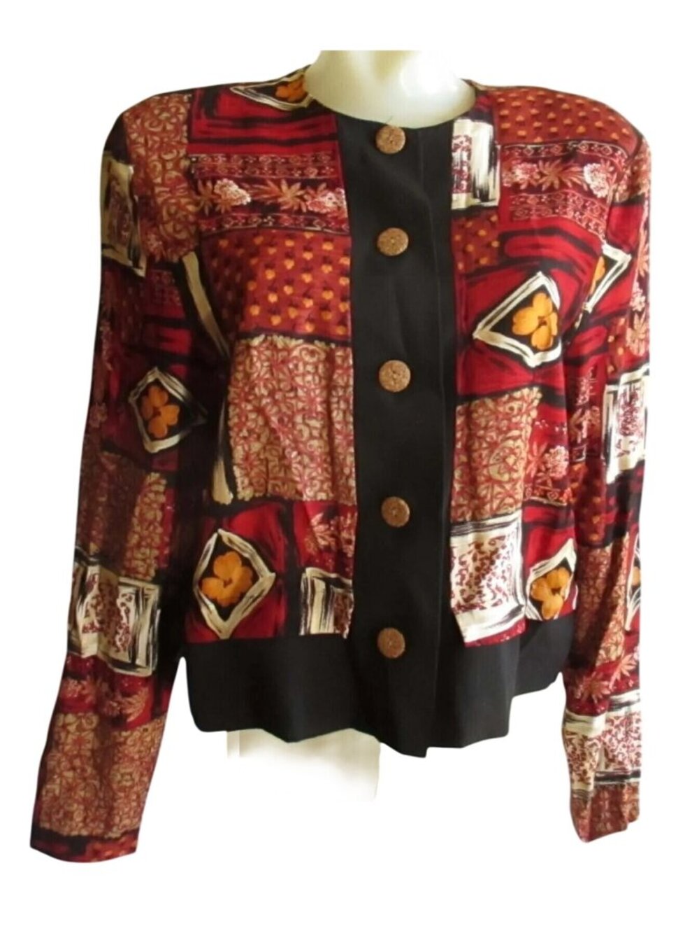 Vintage Cardigan Sweater Medium Jacket Patchwork 10 Womens Made In USA EJM Mom